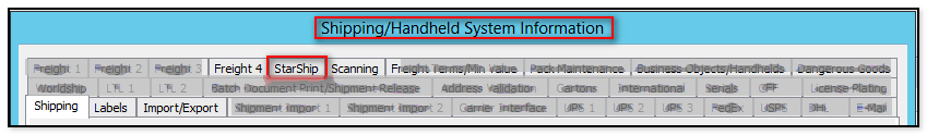 Shipping / Handheld System Information