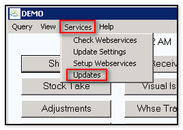 Handheld Services Updates menu